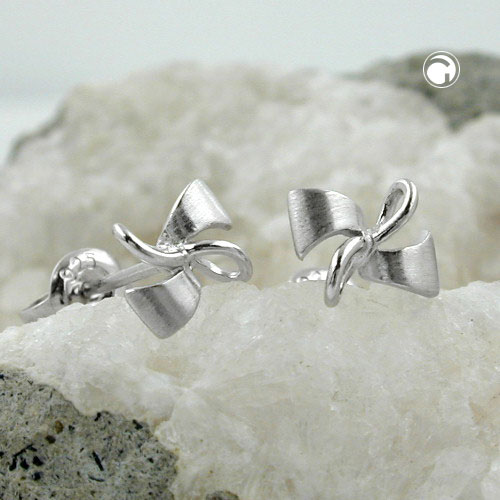 Paire de boucles d'oreilles argent sterling nœud, plaquées rhodium