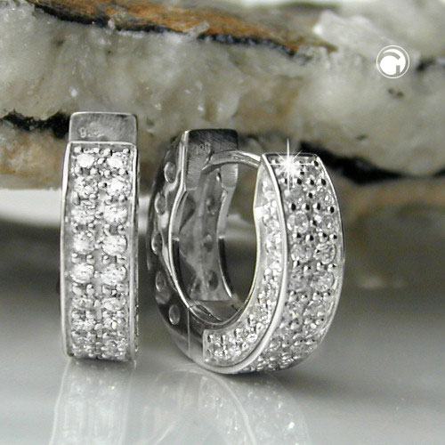 Paire de boucles d'oreilles argent sterling avec zirconium blanc et rhodiage
