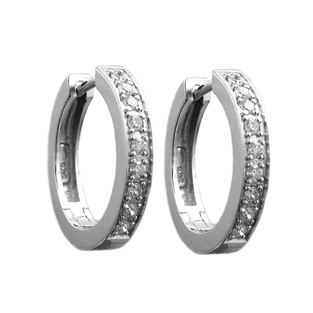 Boucles d'oreilles créoles argent 925 avec zirconiums rhodiés