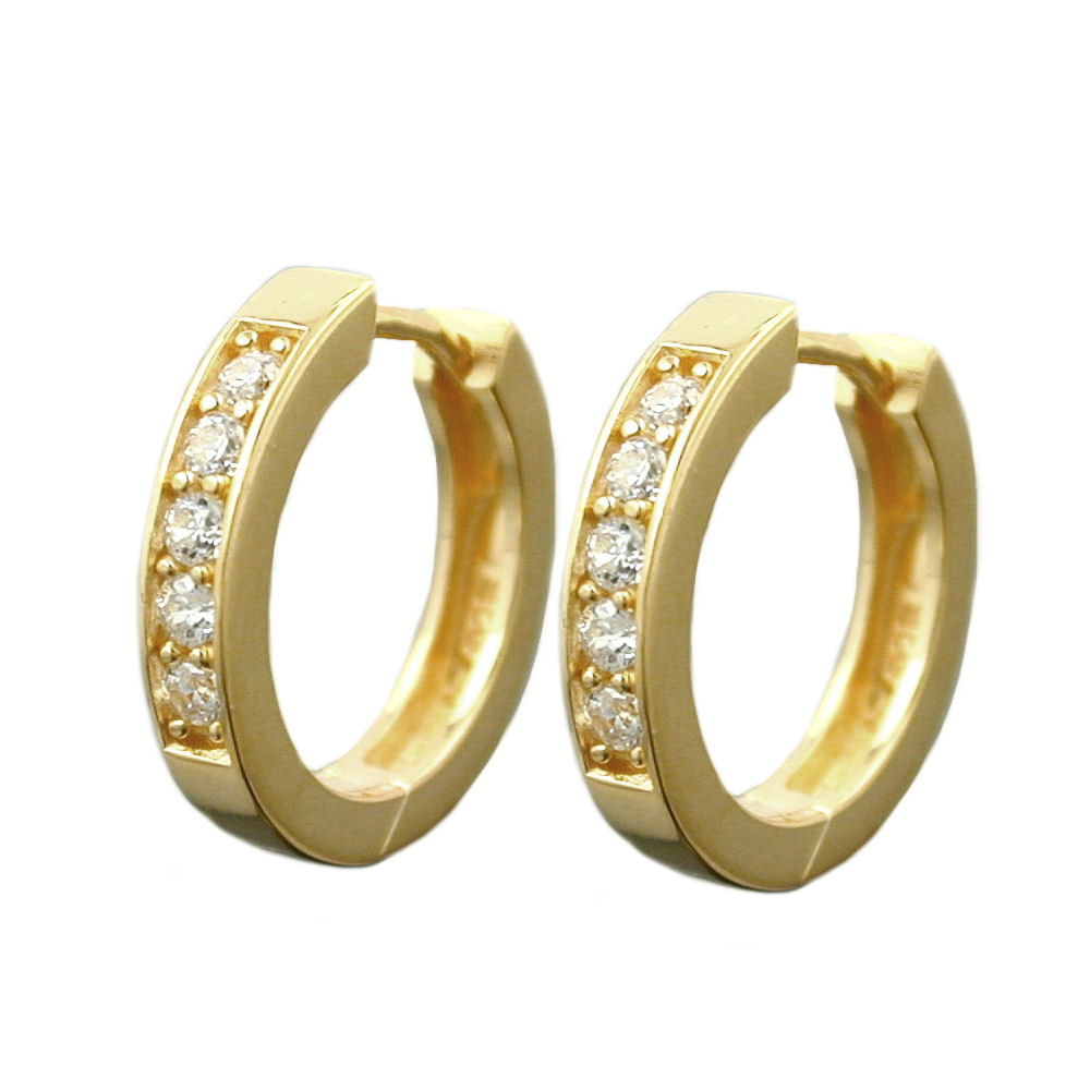 Boucles d'oreilles créoles argent 925 plaqué or avec zirconium