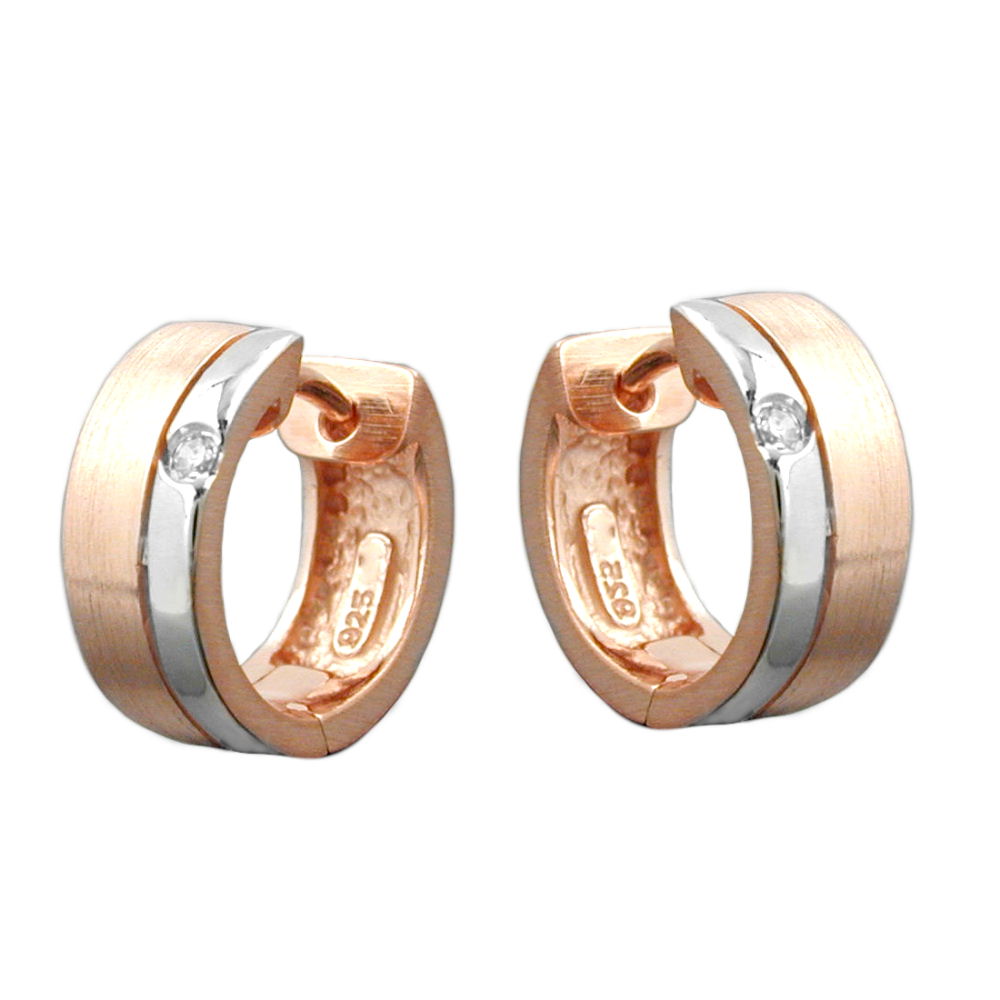Boucles d'oreilles créoles argent plaqué or rouge avec zirconium