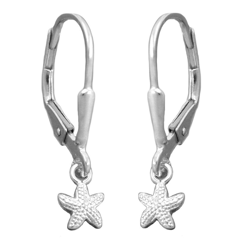Boucles d'oreilles argent 925 étoile de mer avec fermoir levier