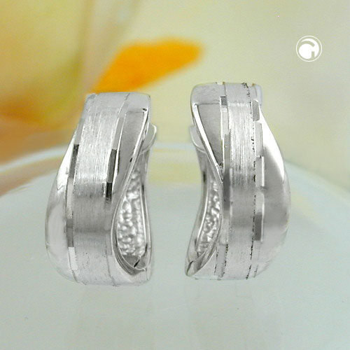 Paire de boucles d'oreilles argent sterling hoop mat polies