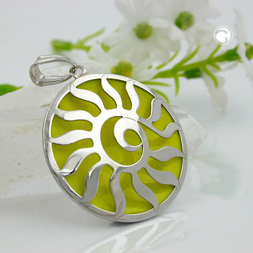 Pendentif argent sterling soleil lumineux, détail du motif