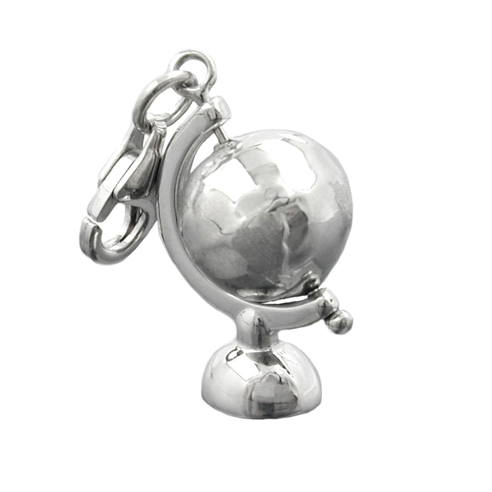 Pendentif globe mobile en argent 925 vue de face
