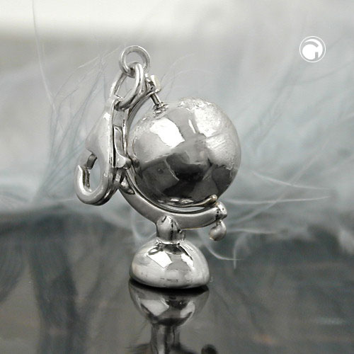 Pendentif globe argent sterling avec mouvement de rotation