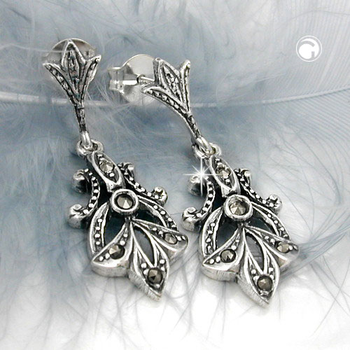 Paire de boucles d'oreilles en argent sterling ornées de marcassite