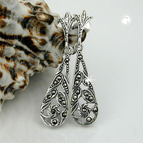 Paire de boucles d'oreilles argent sterling marcassite
