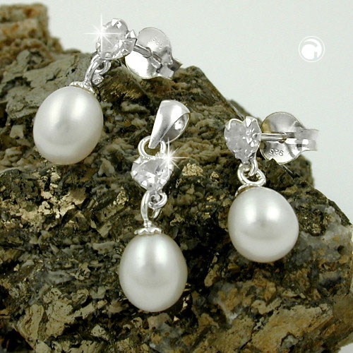 Paire de boucles d'oreilles en argent sterling et perle
