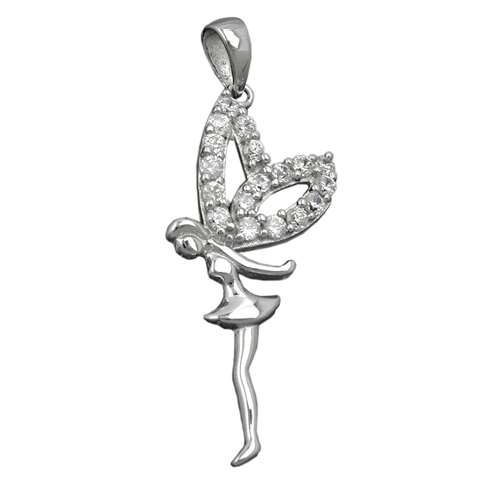 Pendentif fée en argent 925/000 sur fond blanc