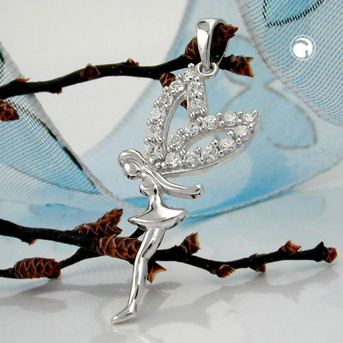 Pendentif argent sterling forme fée détail