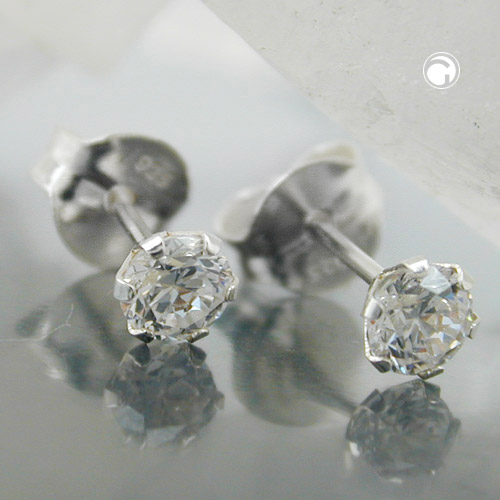 Paire de boucles d'oreilles argent sterling avec zirconium blanc