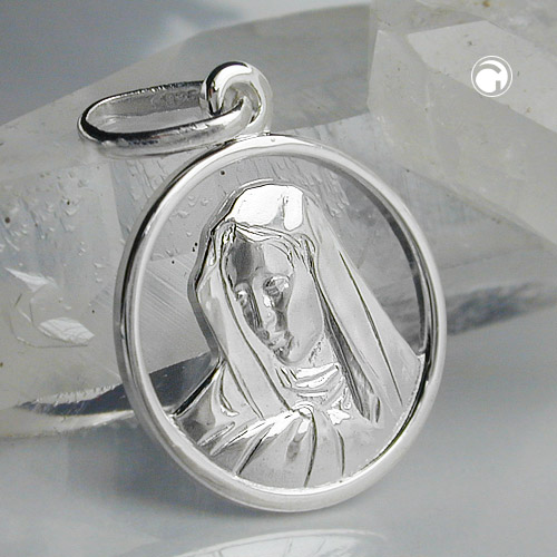 Bijou argent pendentif mère Marie vue de face