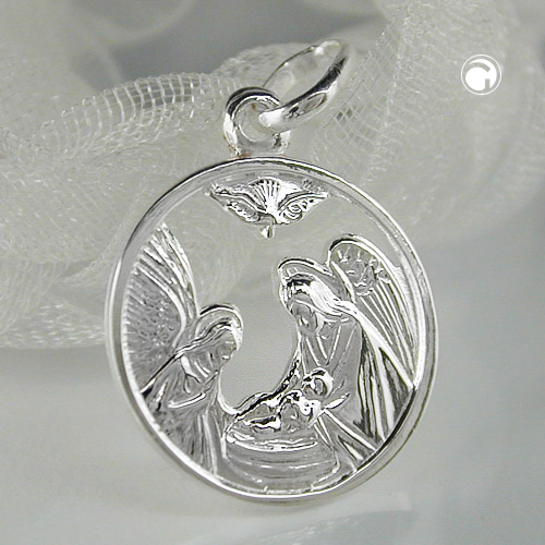 Pendentif argent sterling religieux Marie et Joseph, détail de l'œillet