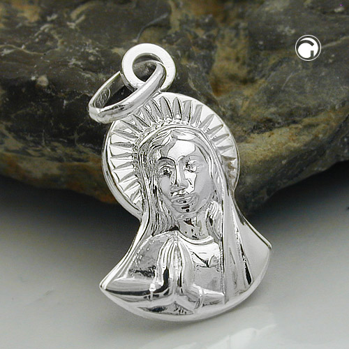 Pendentif argent sterling motif religieux Vierge Marie