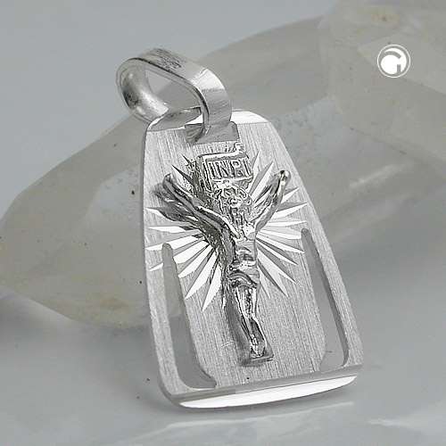 Pendentif croix en argent sterling de profil