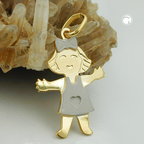 Bijou pendentif argent sterling deux tons fille