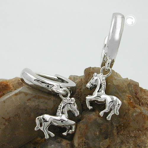 Créoles argent sterling motif cheval vue de profil