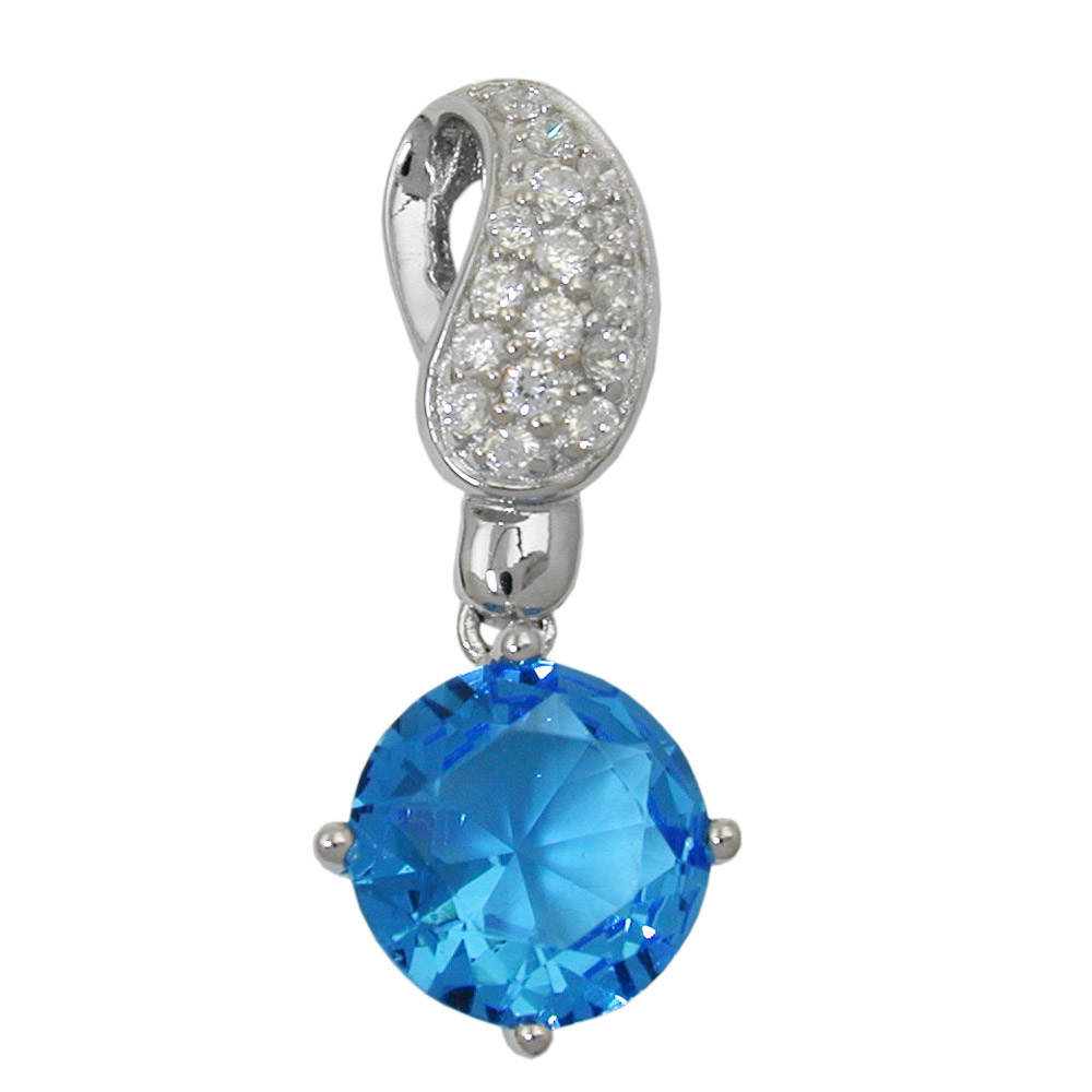 Pendentif argent 925 avec zirconiums bleu et blanc