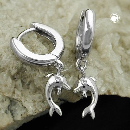 Paire de boucles d'oreilles argent sterling forme dauphin