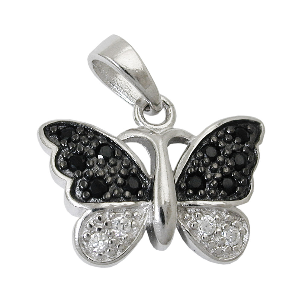 Pendentif argent 925 papillon avec zirconias