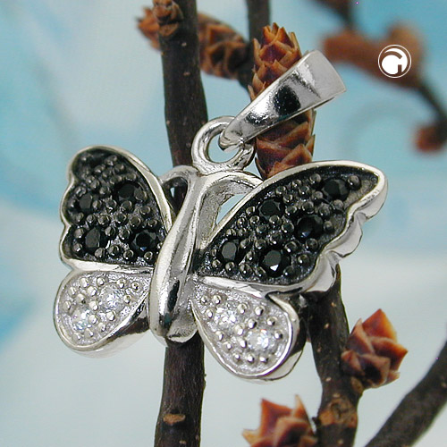 Bijou argent papillon zirconia vue de face