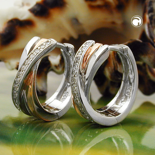 Créoles argent sterling avec zirconia, paire de boucles d'oreilles