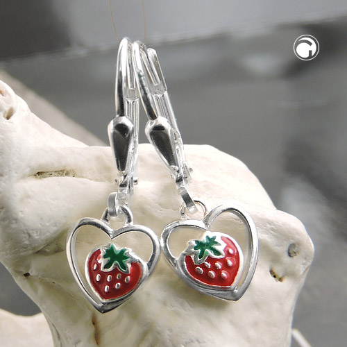 Créoles argent sterling fantaisie motif fruit, vue de profil