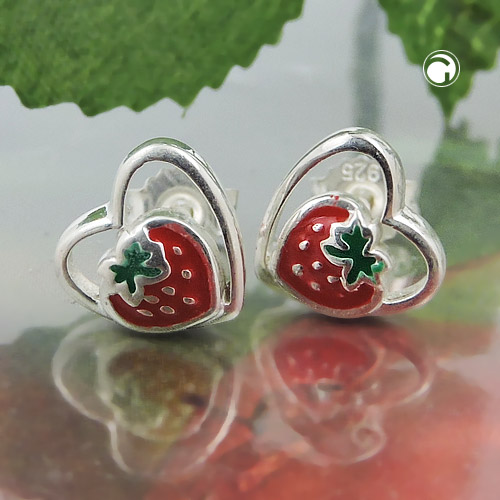 Boucles d'oreilles argent sterling motif fraise