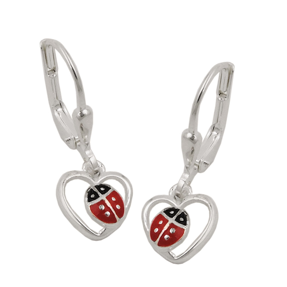 Boucles d'oreilles argent 925 forme coccinelle