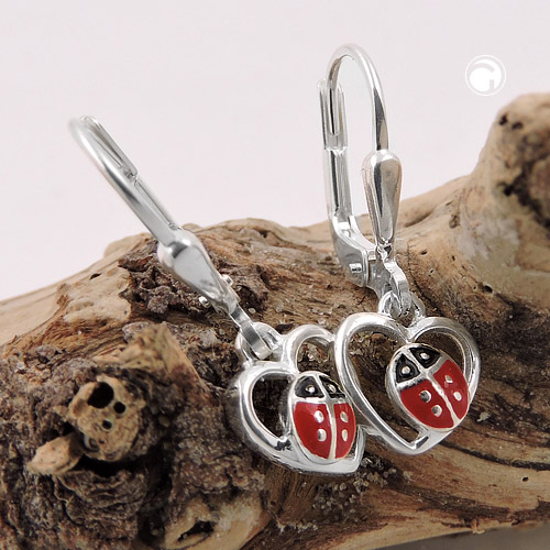 Paire de boucles d'oreilles argent sterling coccinelle