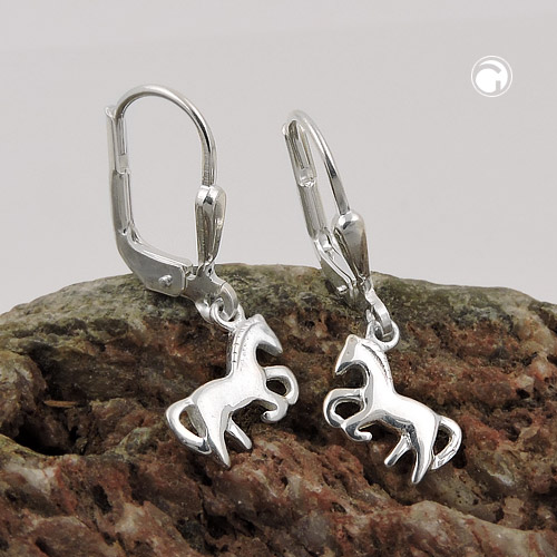 Boucles d'oreilles cheval en argent sterling, vue de profil