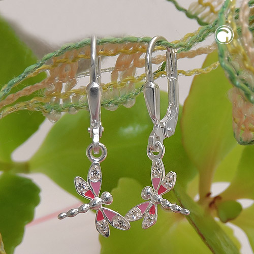 Créoles argent sterling libellule, vue de profil, bijou argent femme