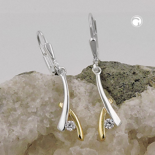 Paire de boucles d'oreilles argent sterling avec zirconium