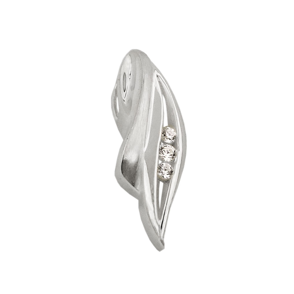 Pendentif argent 925 avec trois zirconias, fini mat-brillant