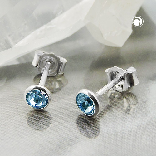 Paire de boucles d'oreilles argent sterling avec zirconia bleu