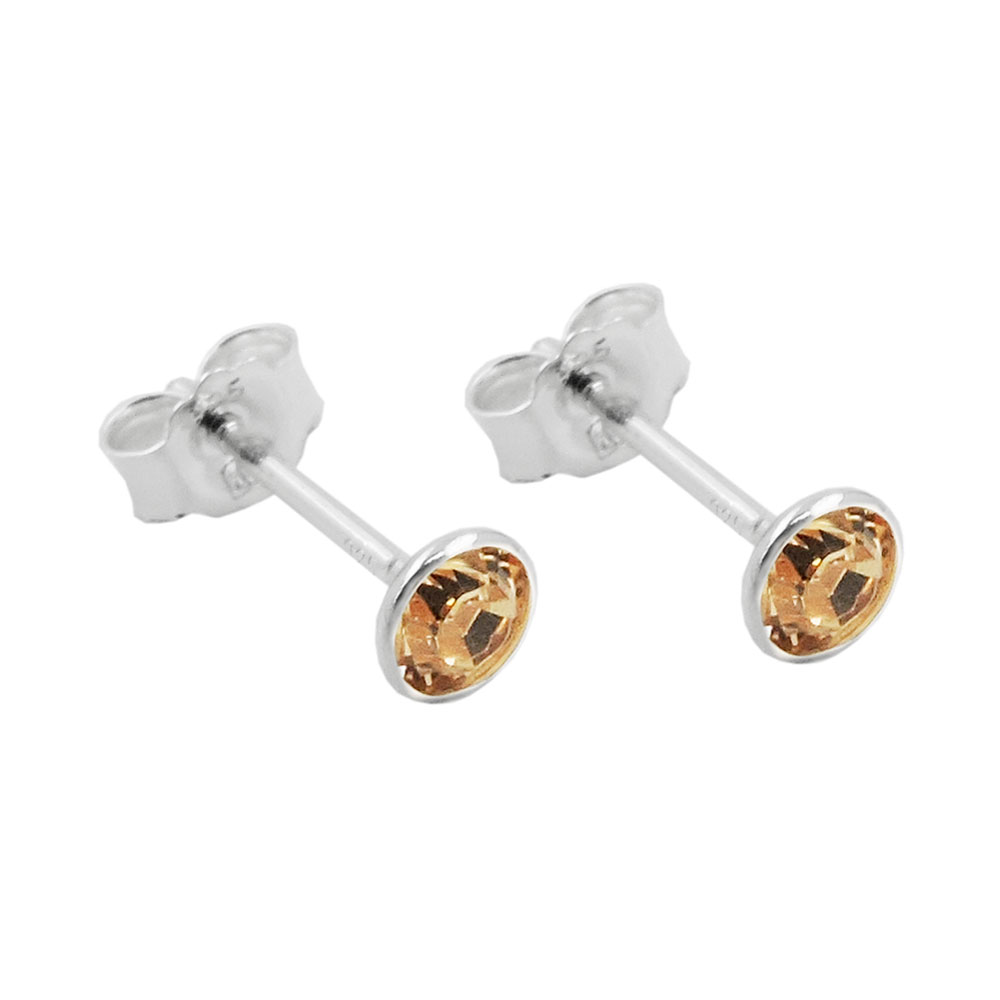 Boucles d'oreilles argent 925 puces zirconia de face