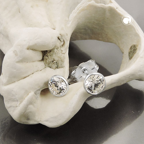 Paire de boucles d'oreilles argent sterling studs zirconium blanc