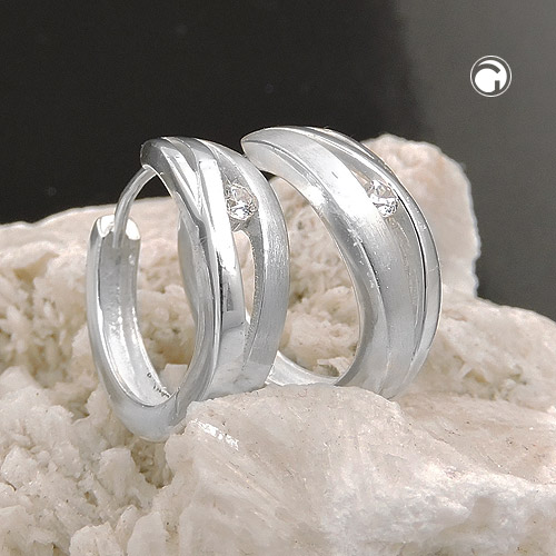 Créoles argent sterling zirconium vue de face