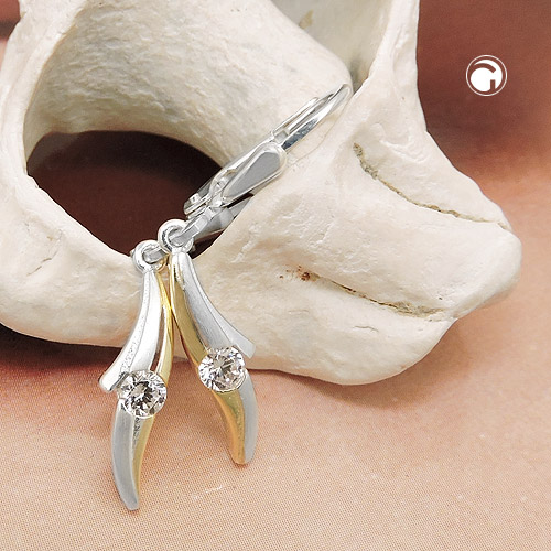 Paire de boucles d'oreilles argent sterling zirconium design moderne