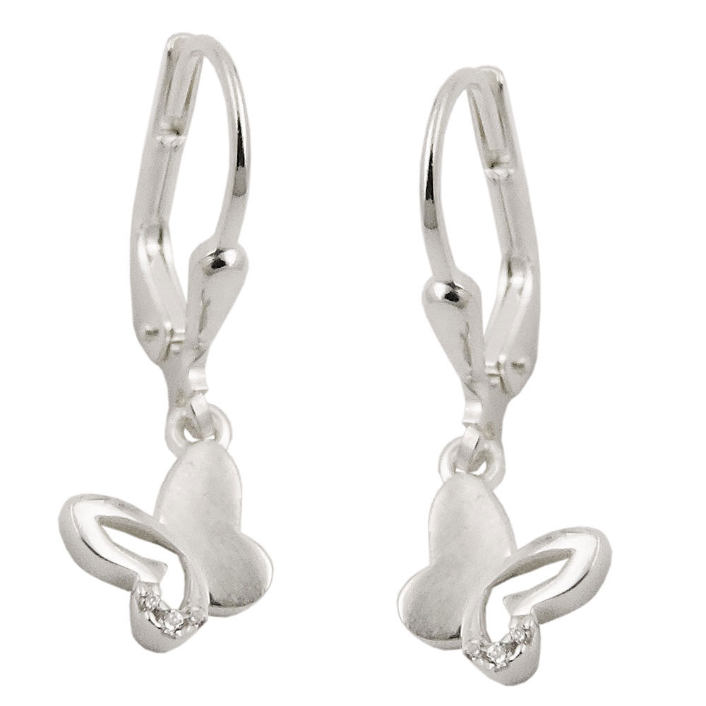 Boucles d'oreilles argent 925 papillon zirconias