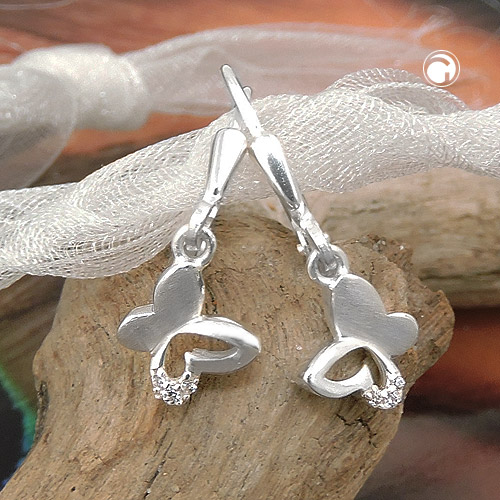 Boucles d'oreilles argent sterling papillon scintillant