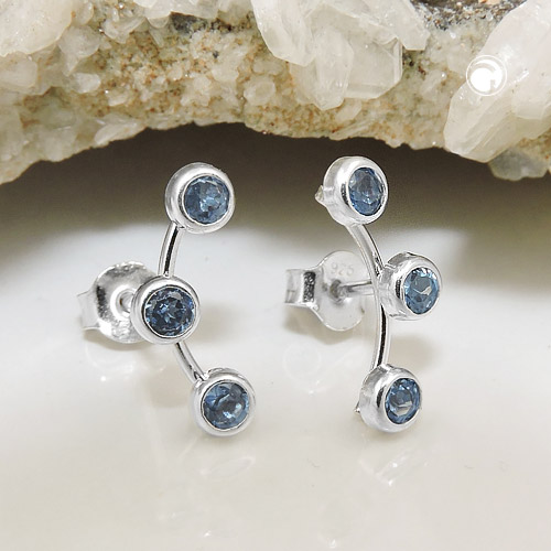 Paire de boucles d'oreilles en argent sterling ornées de zirconias bleu-vert