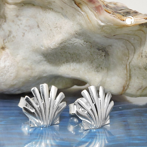 Puces d'oreilles coquillage argent sterling 9x9mm