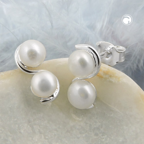 Boucles d'oreilles en argent sterling avec perles vue de profil