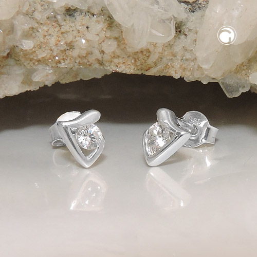 Paire de boucles d'oreilles argent sterling zirconias brillants