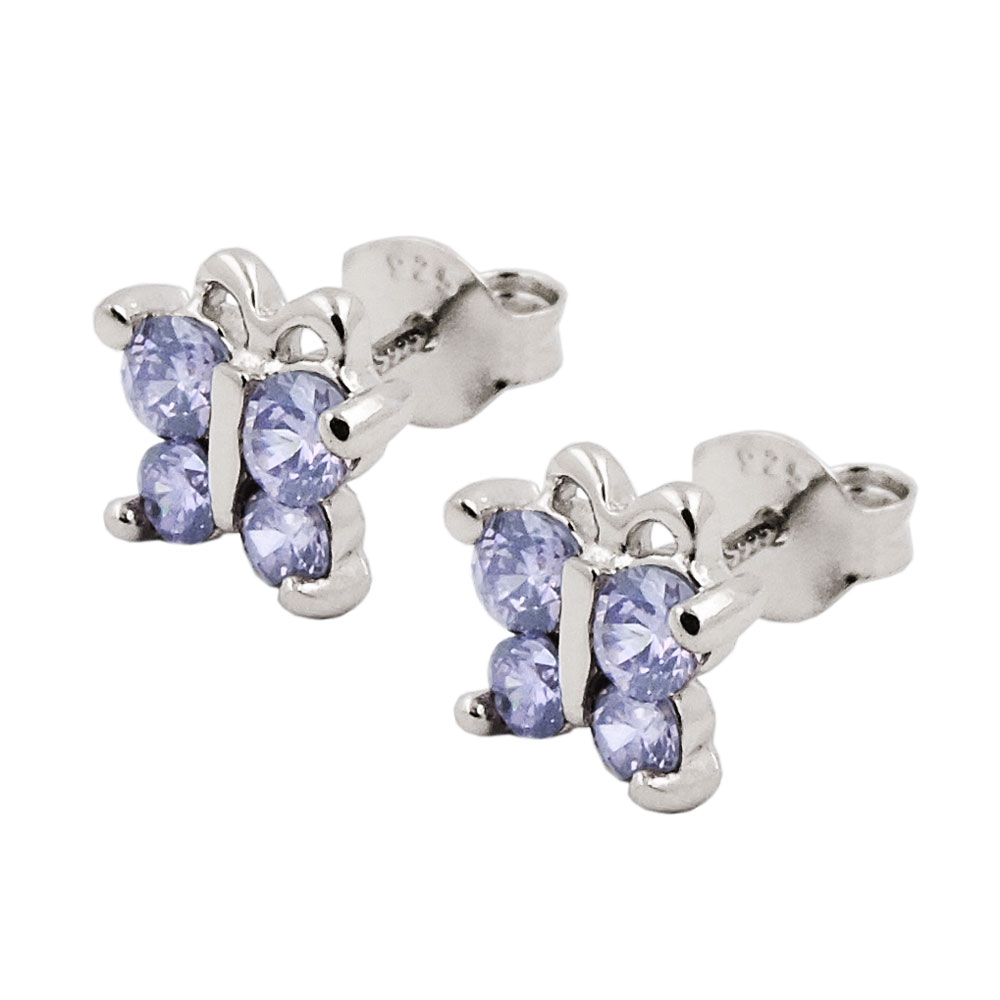 Boucles d'oreilles argent 925 zirkonia lavande