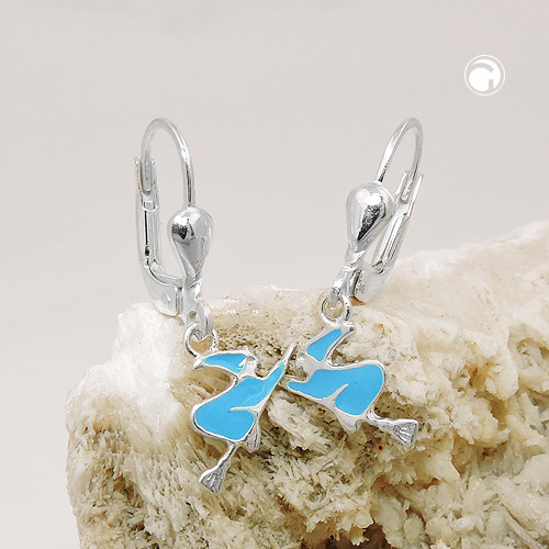 Boucles d'oreilles argent sterling motif sorcière émaillée