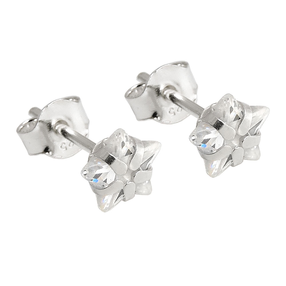 Boucles d'oreilles argent 925 studs zirconium blanc 6mm