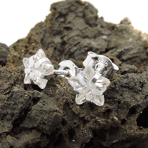 Paire de boucles d'oreilles argent sterling puces zirconium